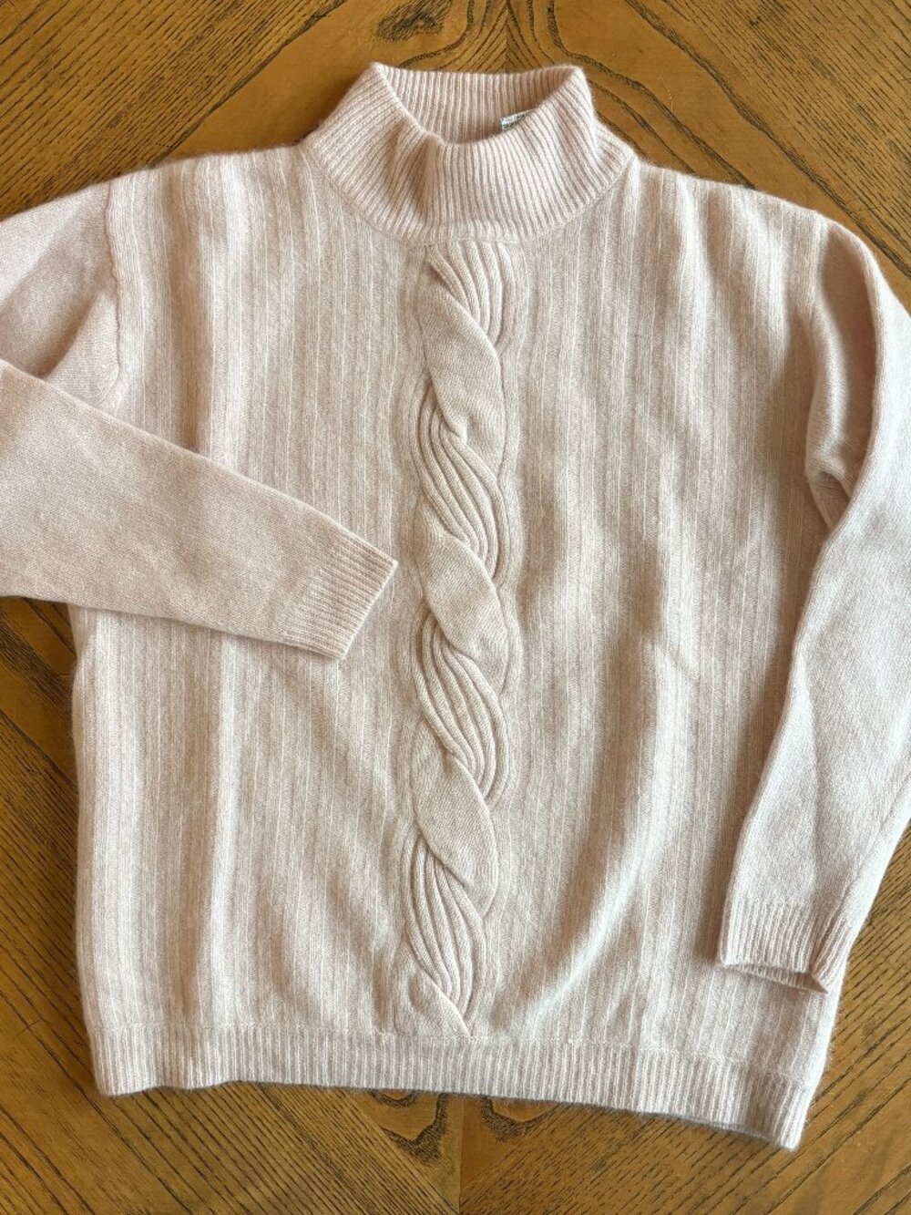 Hasting & Smith Baby Pink Angora Lambswool Mock Neck Sweater Petite